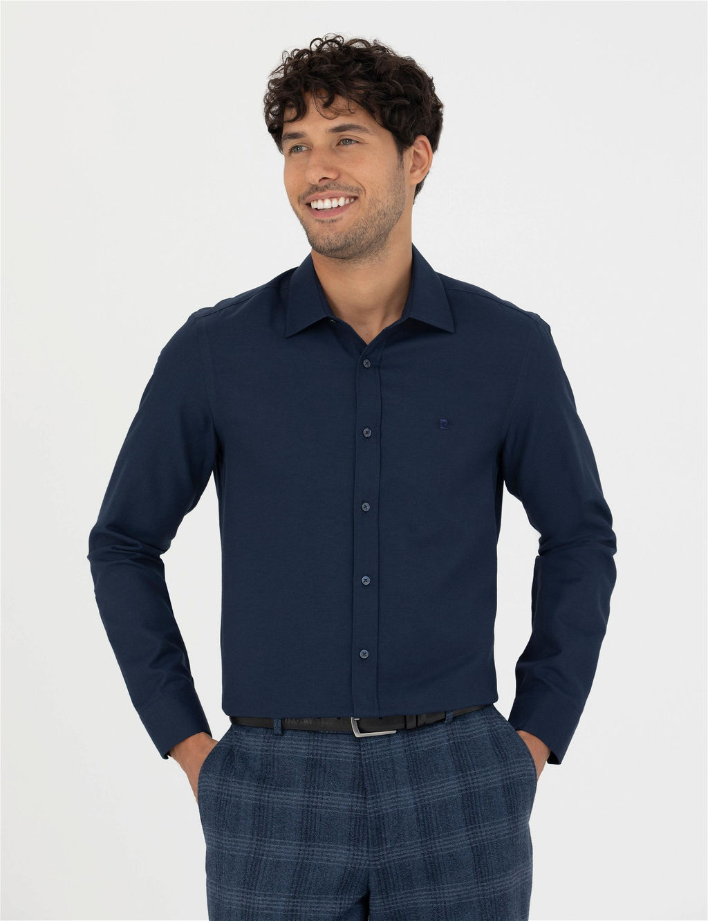 Lacivert Slim Fit Uzun Kollu G_mlek