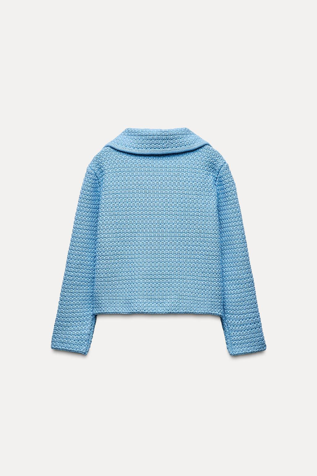 CHUNKY KNIT CARDIGAN WITH PETER PAN COLLAR - Zara фото 12