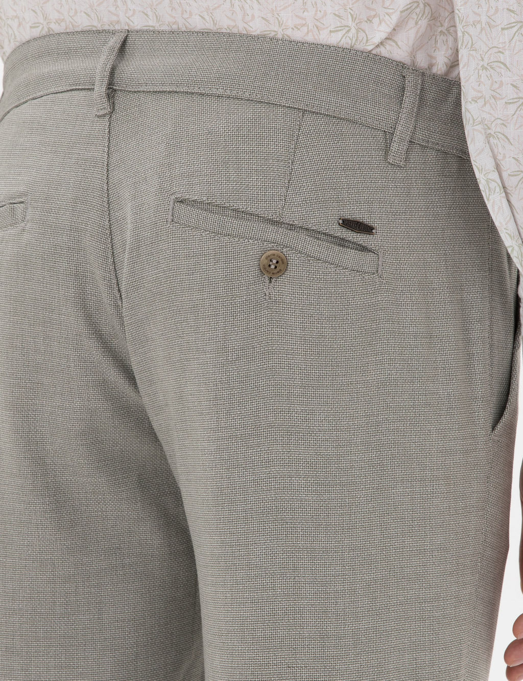 Haki Slim Fit Yazl_k Kanvas Pantolon