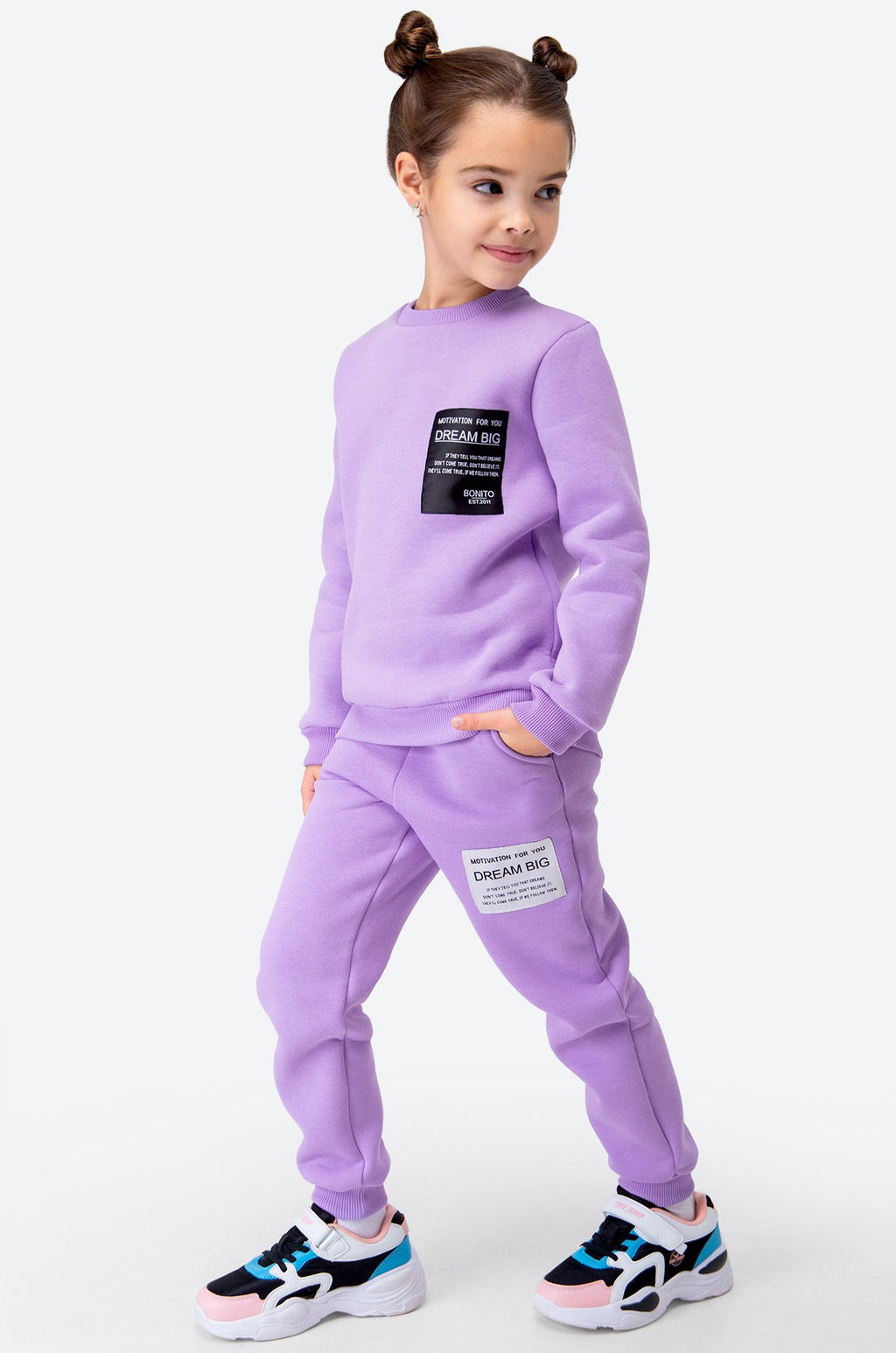 Теплый костюм для девочки из футера с начесом Bonito  фото 31