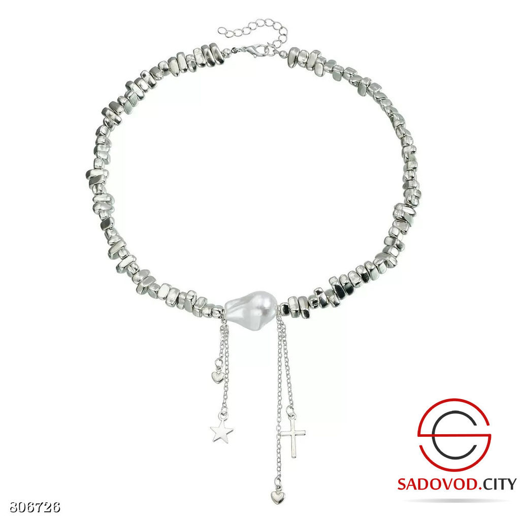 Чокер жемчужный с подвесками и крупной вставкой - Bruno фото 4