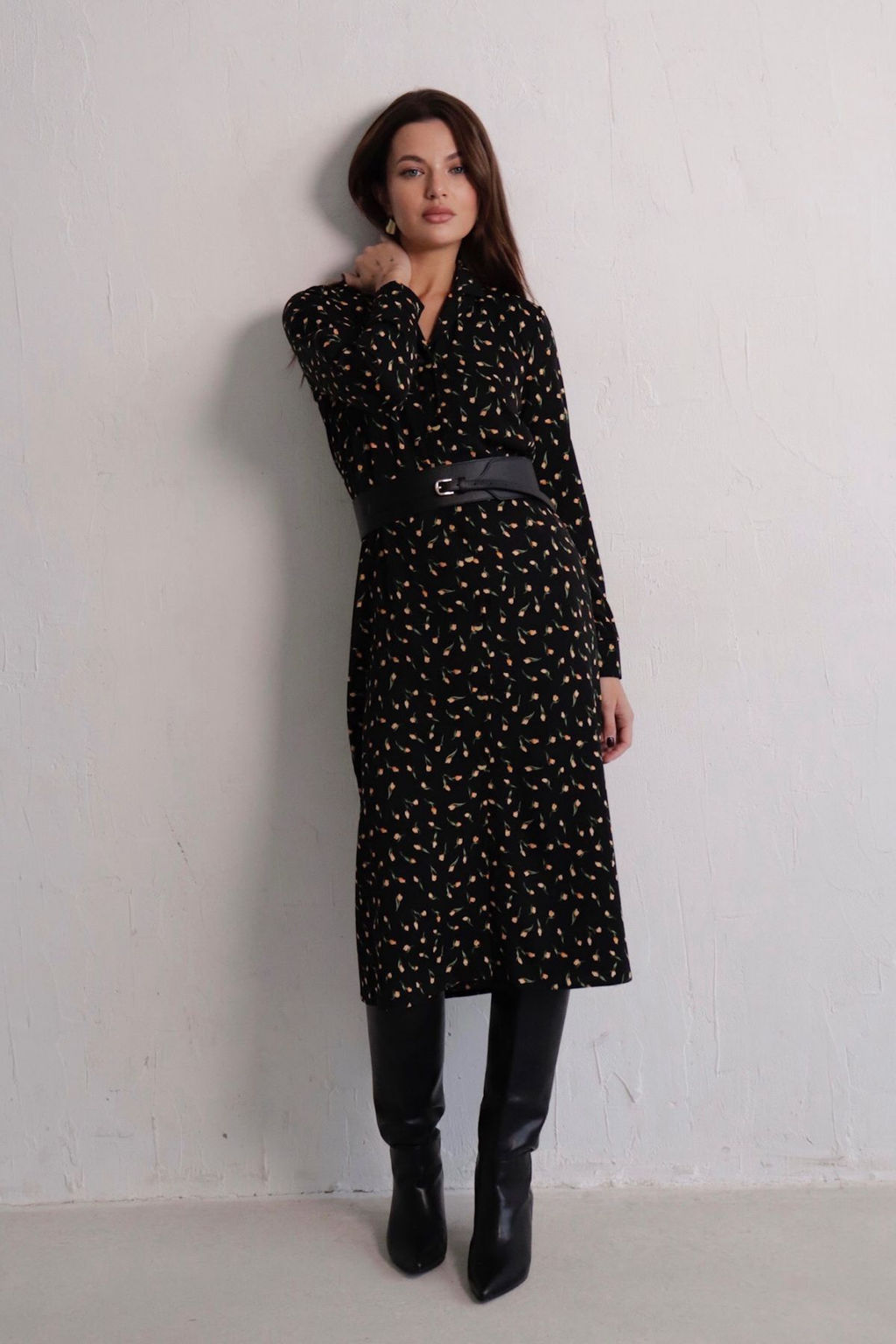 Платье-рубашка с английским воротником принт - Martichelli фото 236