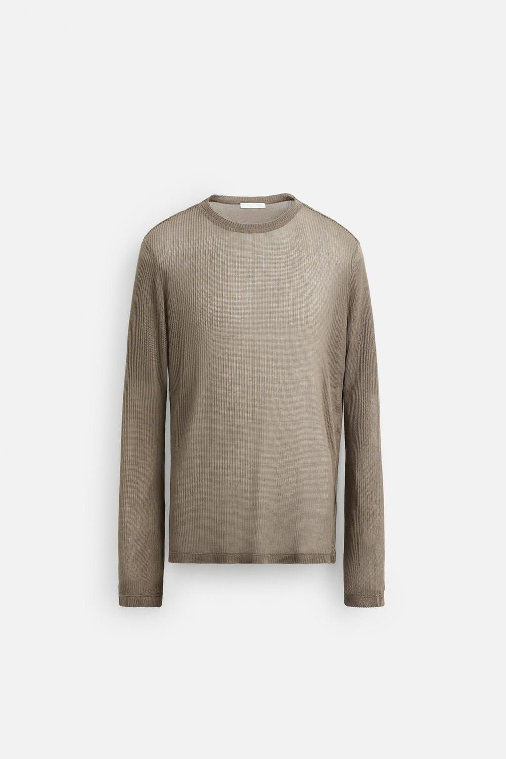 SEMI-SHEER RIBBED T-SHIRT - Zara фото 7