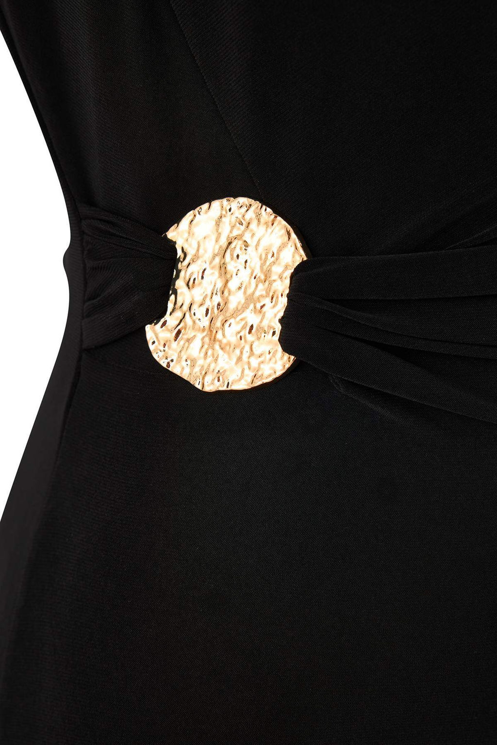 Siyah A-Kesim/Can Form Degaje Yaka Aksesuar Detayl? Maxi Esnek Orme Elbise TWOSS26EL00106