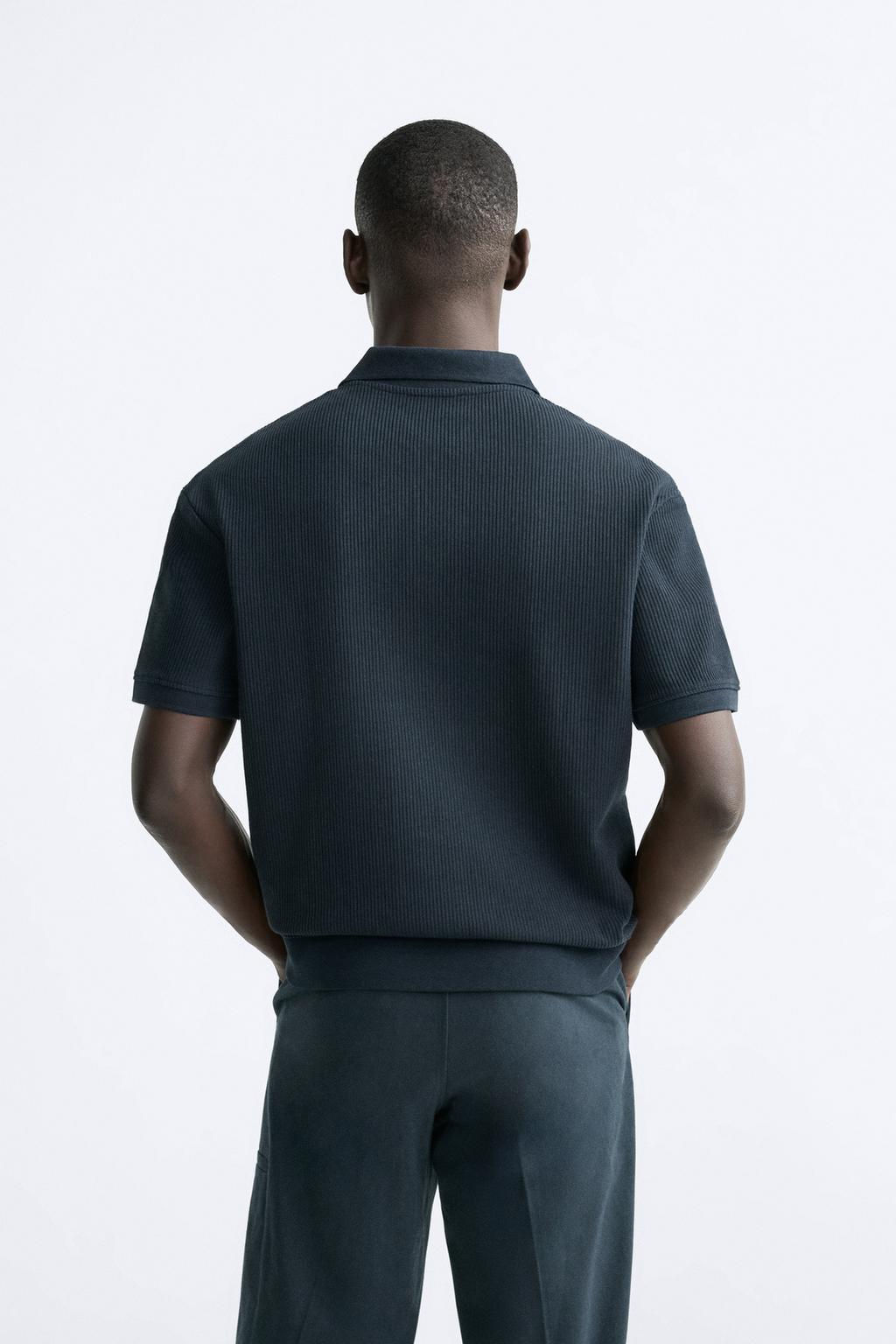 TEXTURED POLO SHIRT WITH RIBBED TRIMS - Zara фото 30