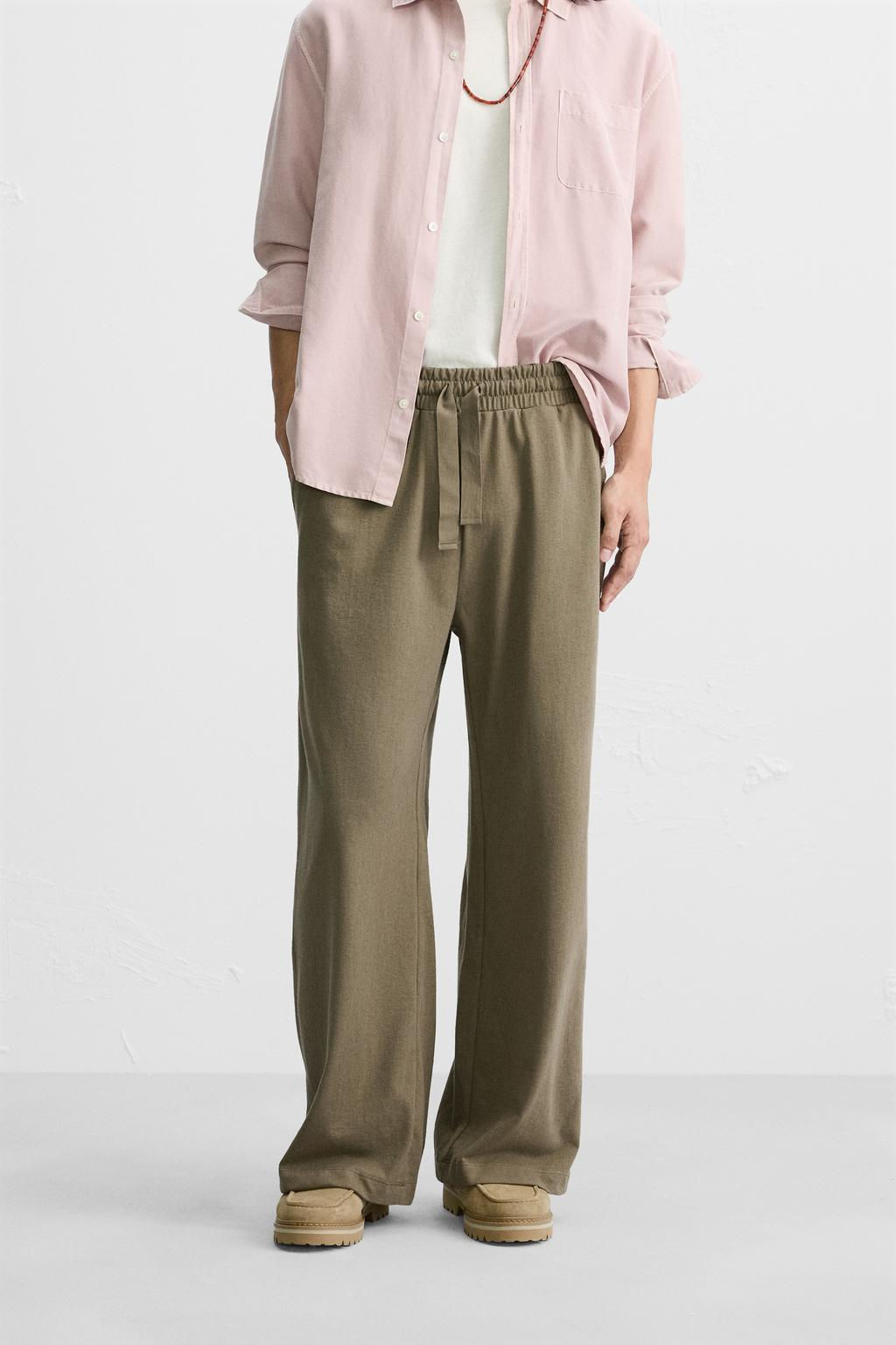 RUSTIC TEXTURED WEAVE TROUSERS - Zara фото 2