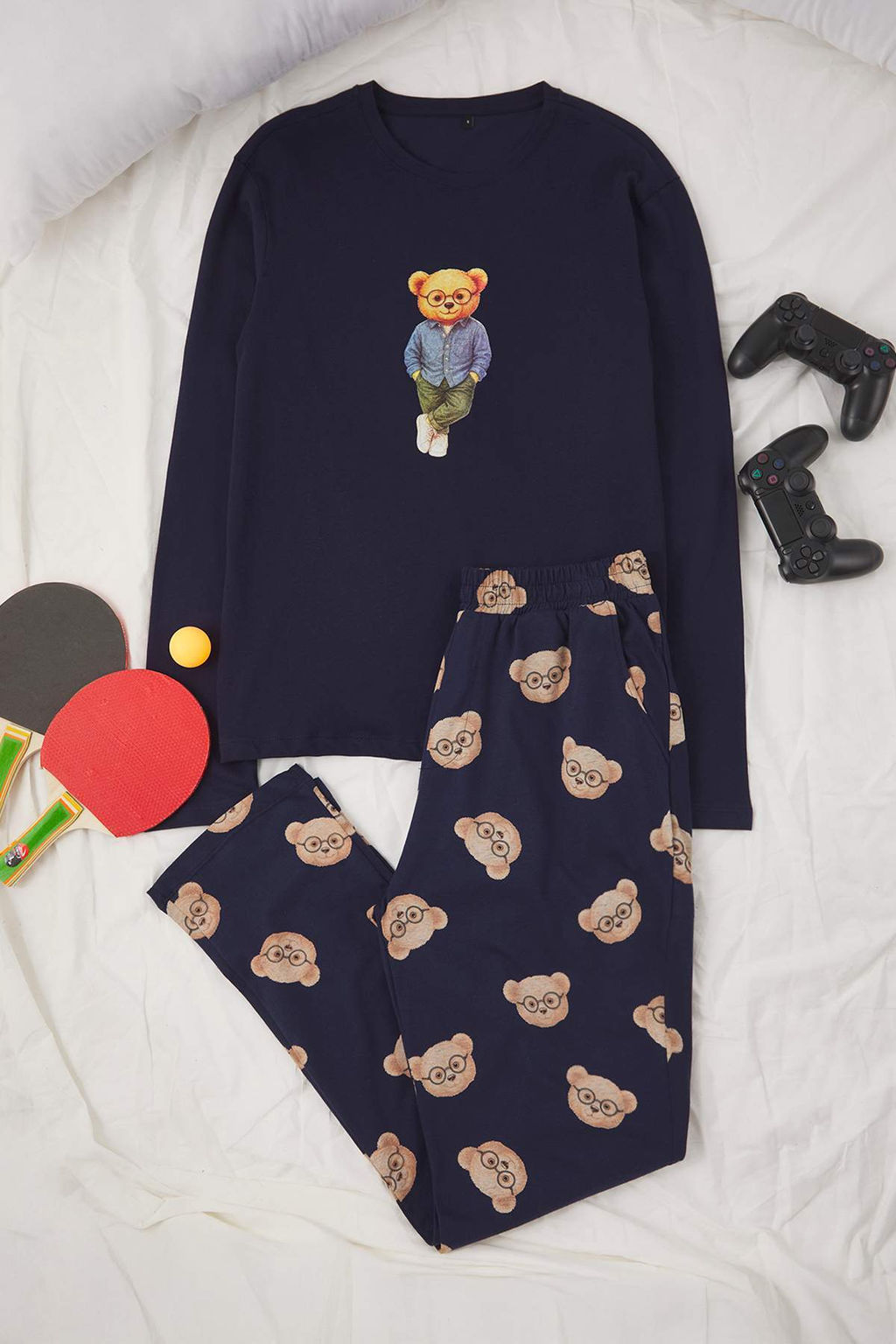 Yesil Regular Fit Ay?c?k Bask?l? %100 Pamuk Orme Pijama Tak?m? - Trendyolmilla фото 4