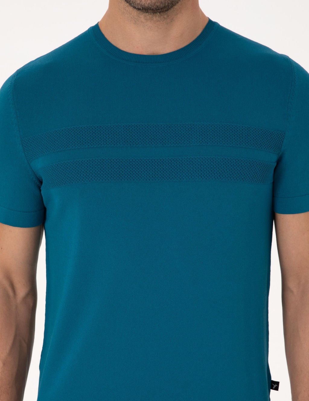 Petrol Mavisi Slim Fit Bisiklet Yaka Triko T-shirt - Cacharel фото 6