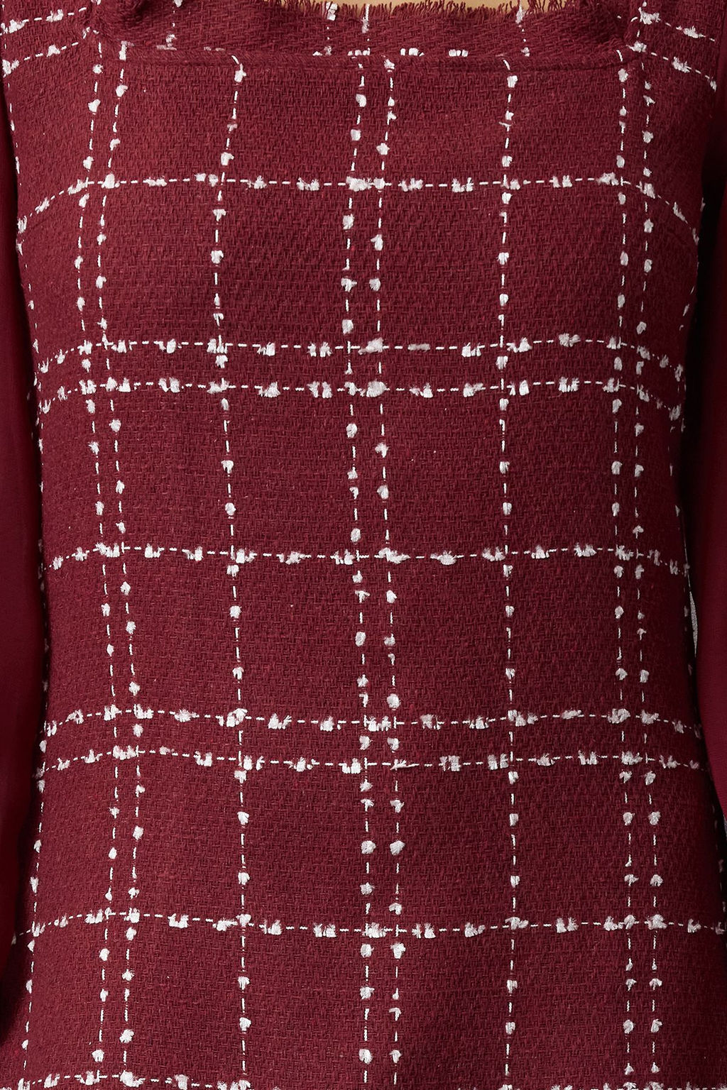 Bordo Ekose / Kareli Mini Dokuma Elbise TWOAW21EL0532