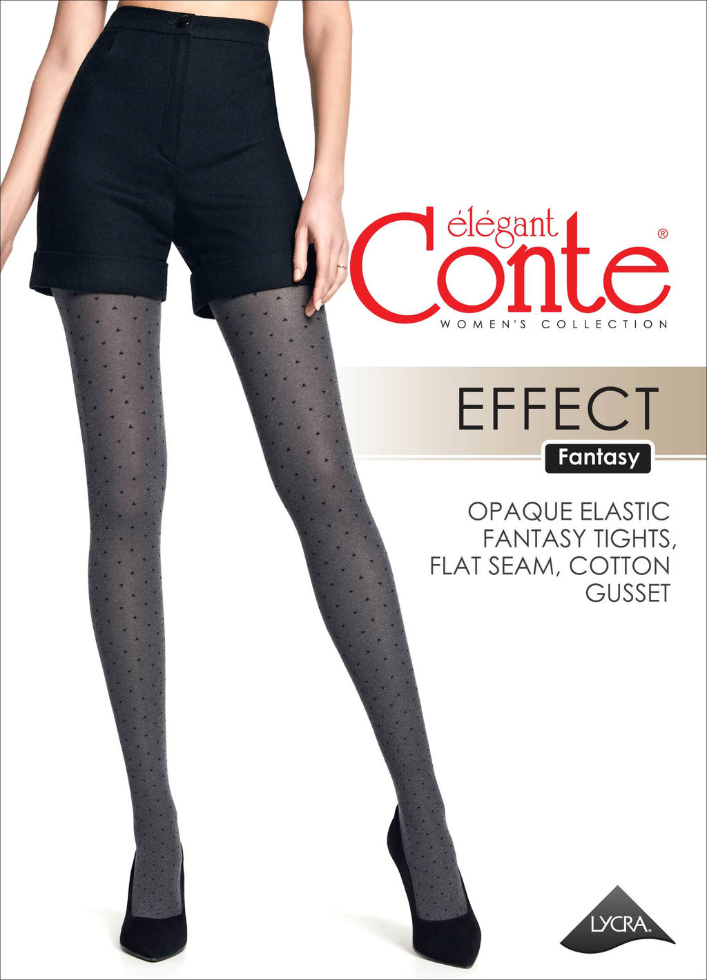 Колготки фантазийные CONTE Меланжевые колготки с рисунком ромбы EFFECT grafit