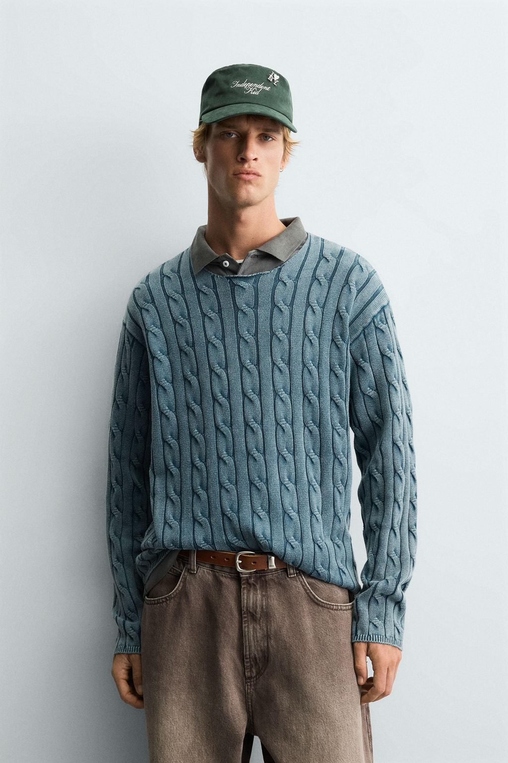 WASHED CABLE-KNIT SWEATER - Zara фото 2
