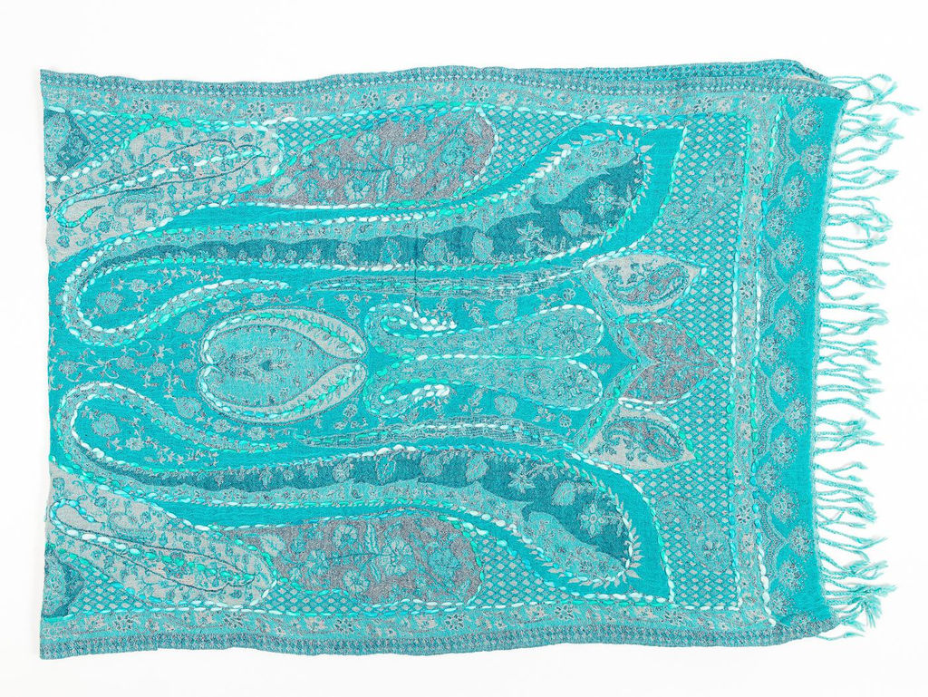 Палантин с вышивкой (шерсть вареная) в ассортименте № Тк906/99 - Ганг фото 2