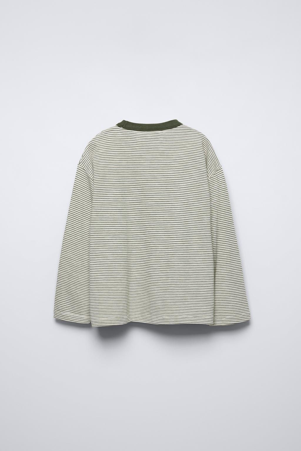 STRIPED T-SHIRT WITH EMBROIDERED PATCH - Zara фото 3