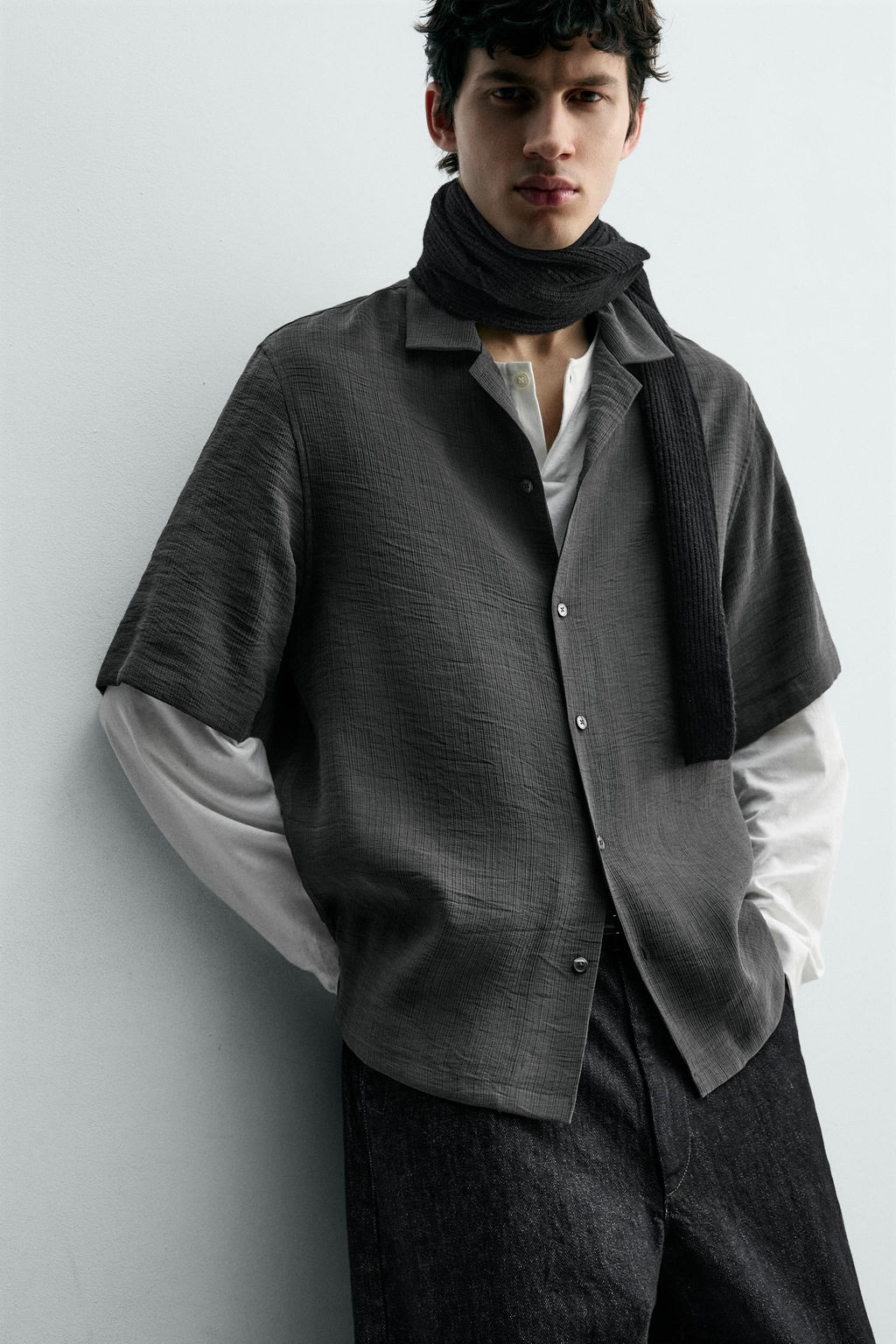 Рубашка Camisa Fluida Estructura серая