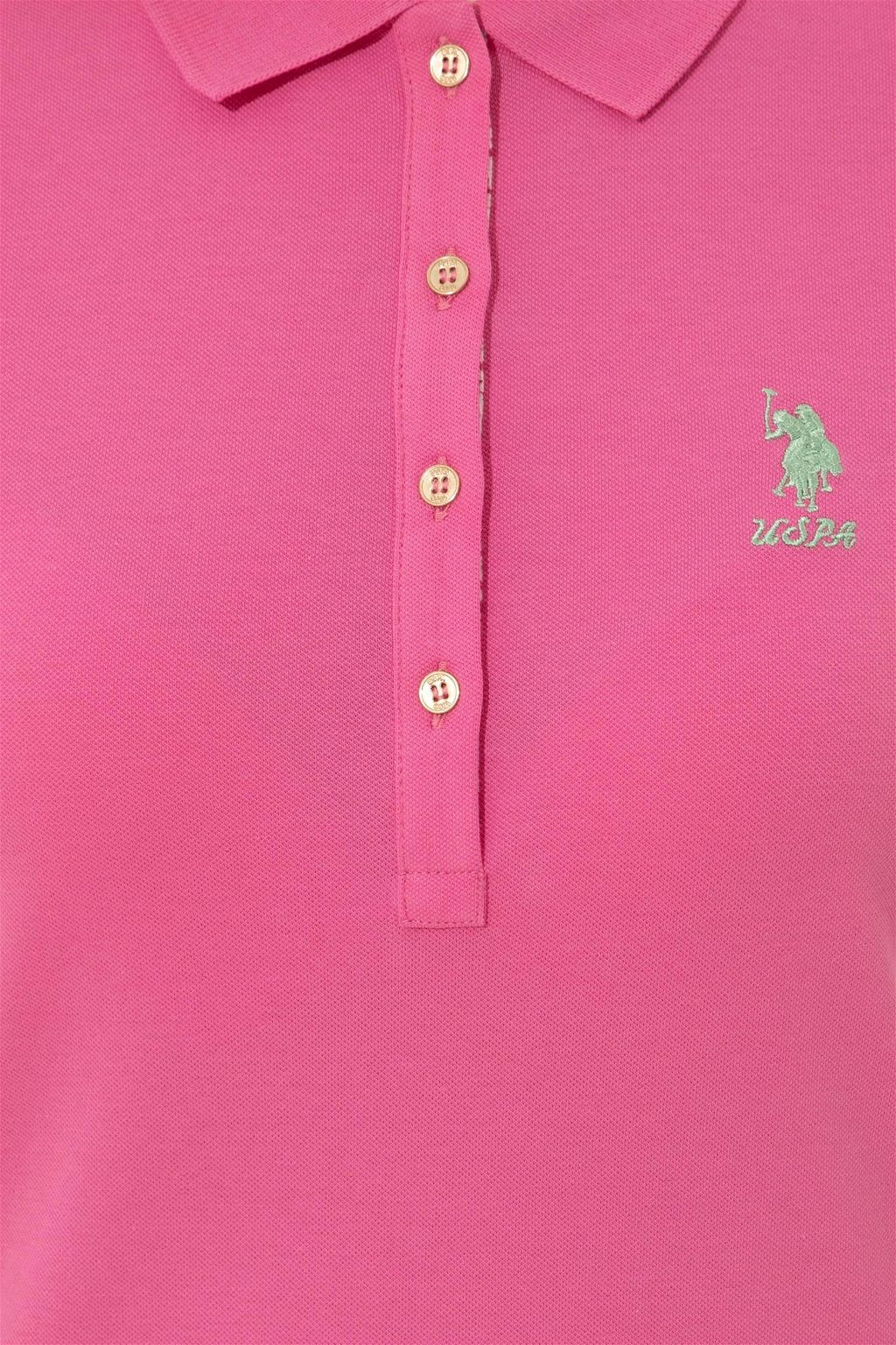 Женская розовая футболка с воротником поло Basic - U.s. polo assn фото 6