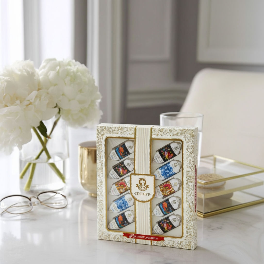 Шоколадные конфеты Русская роспись (Гжель, Палех, Жостово, Хохлома) - ПУРПУР фото 2