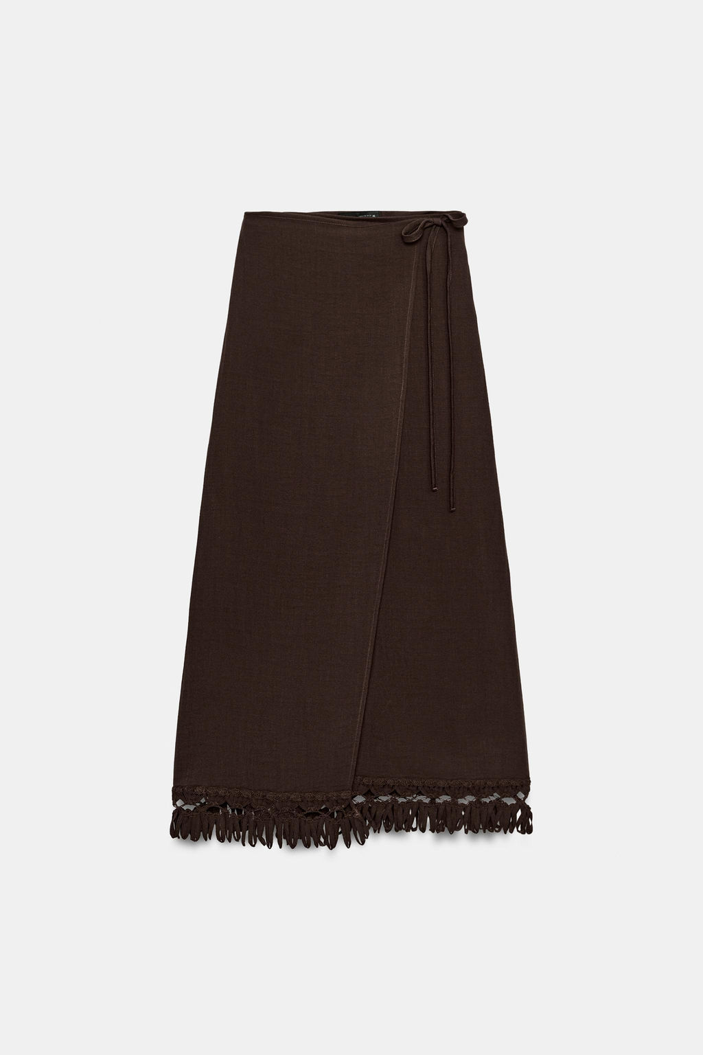 FALDA PAREO MIDI FLECOS / Marr?n - Zara фото 6