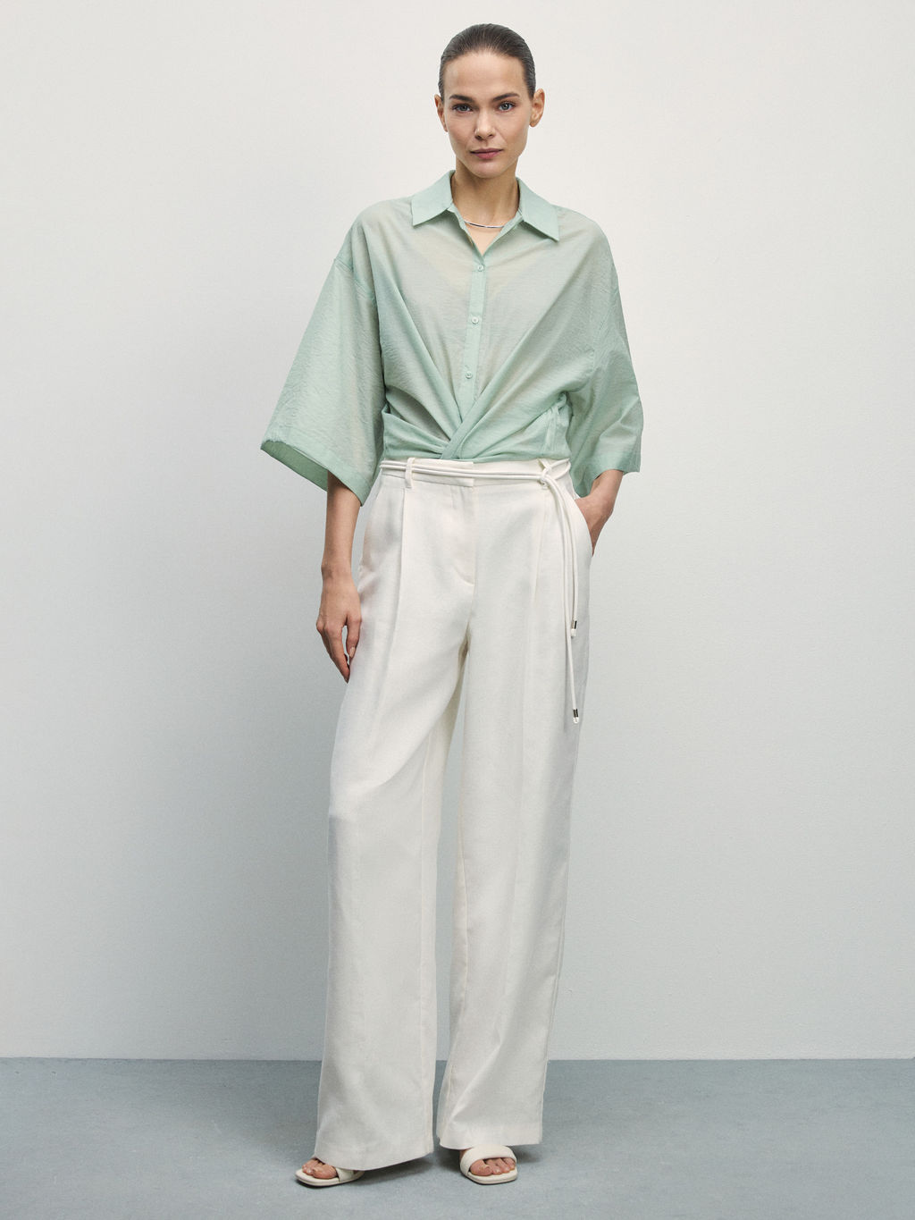 Рубашка из хлопка с коротким рукавом / Zarina фото 2