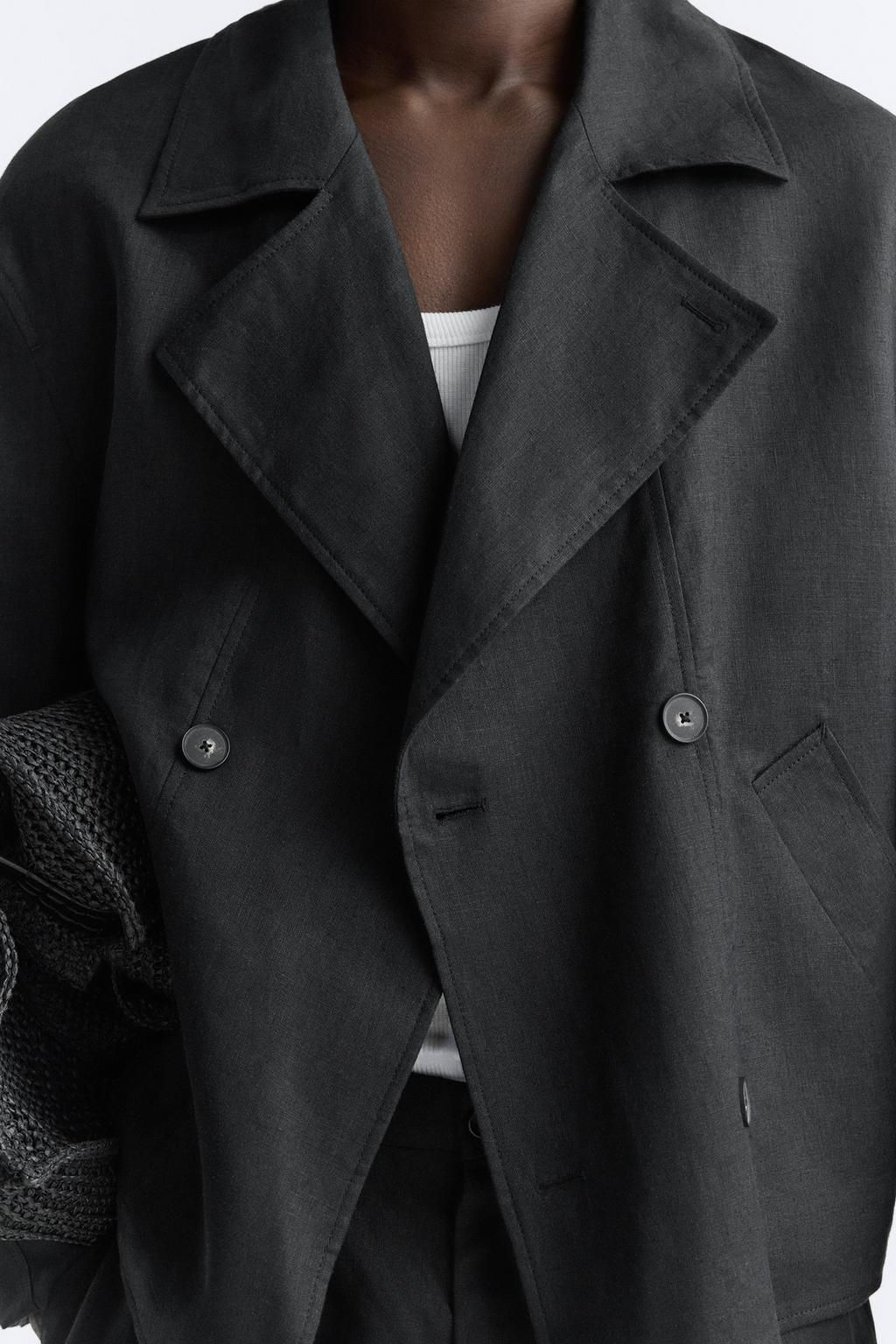 100% LINEN CROPPED TRENCH COAT - Zara фото 6