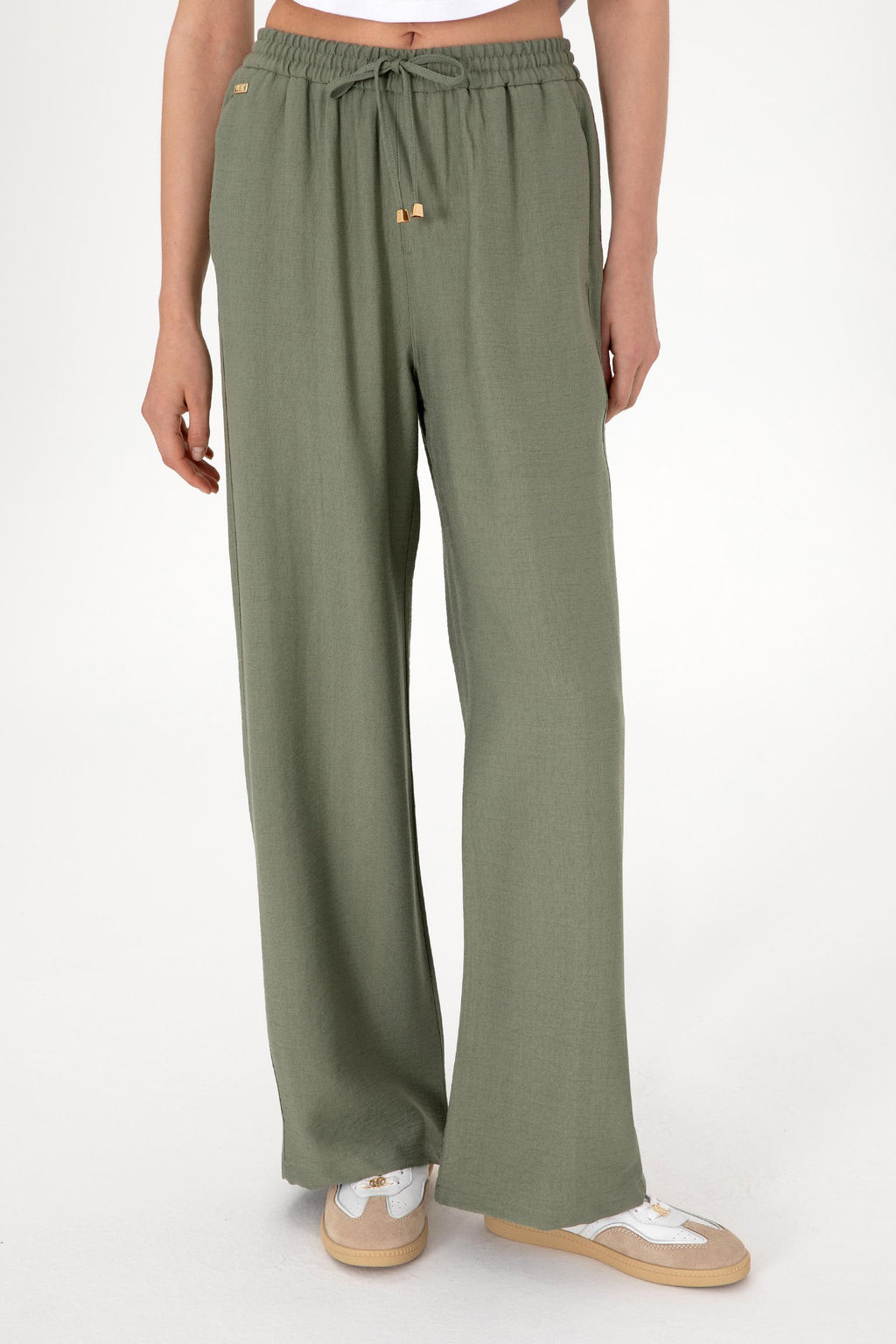 Kad_n Koyu Haki Loose Relax Fit Kanvas Pantolon