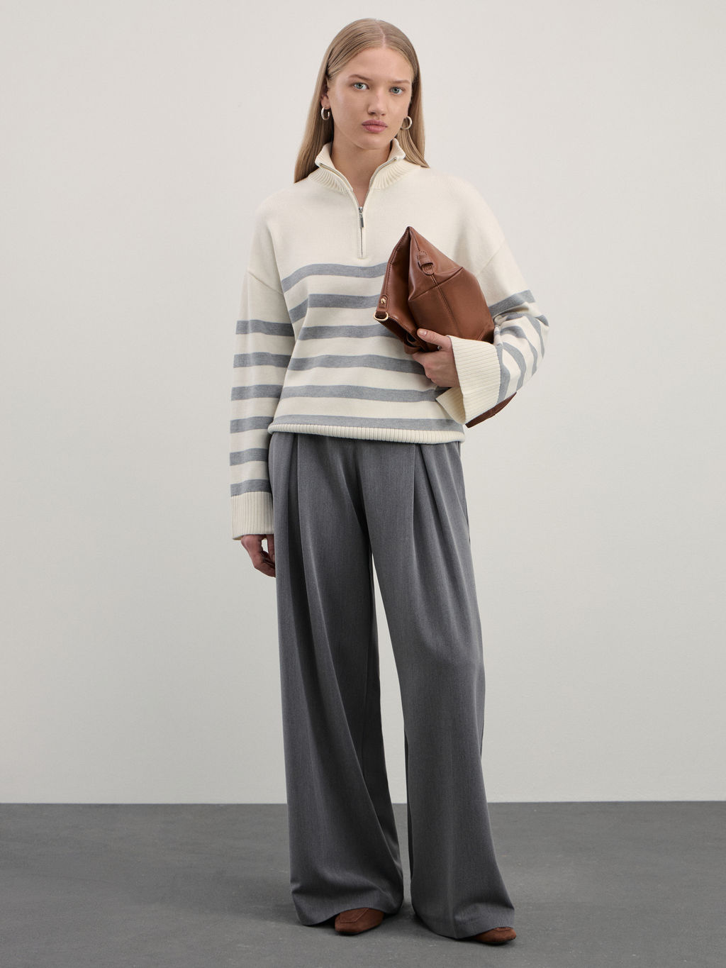 Джемпер на молнии в полоску / Zarina  фото 2