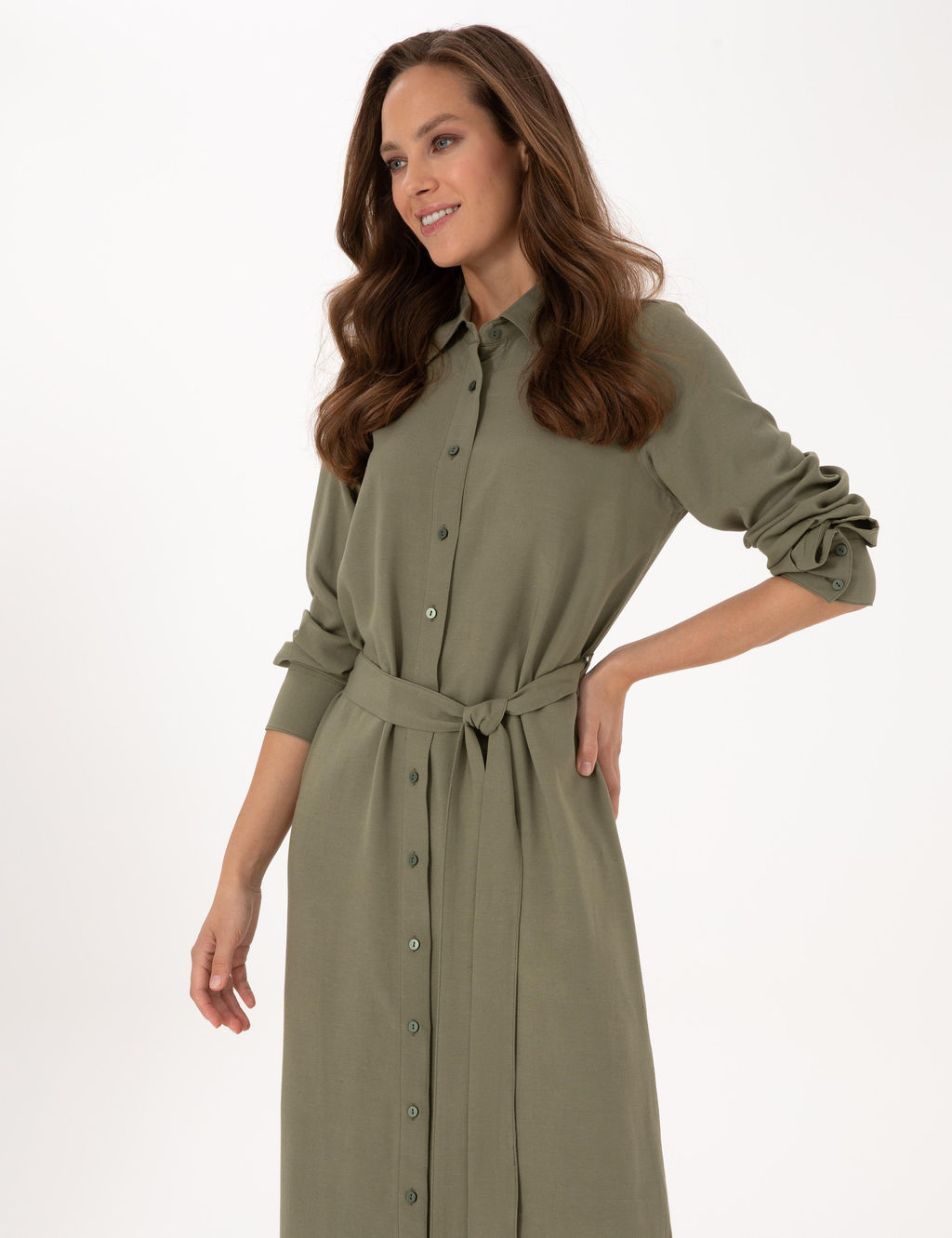 Haki Comfort Fit Dokuma Elbise - Pierre cardin фото 2