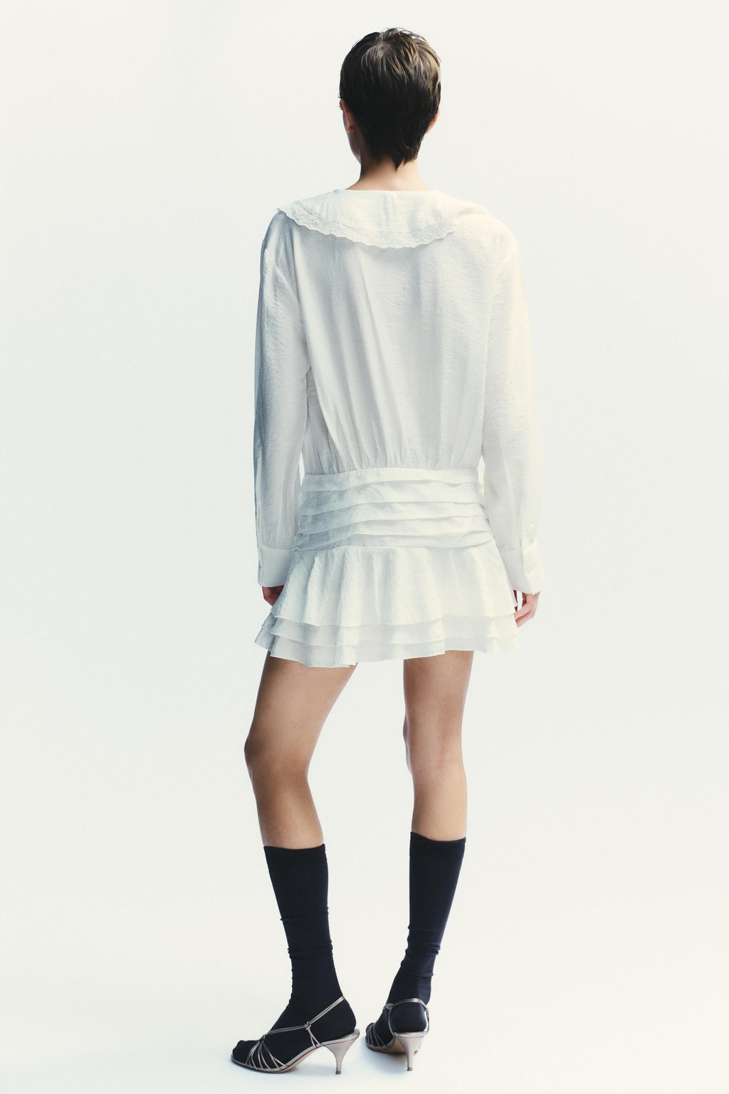 EMBROIDERED RUFFLE SHORT DRESS - Zara фото 14