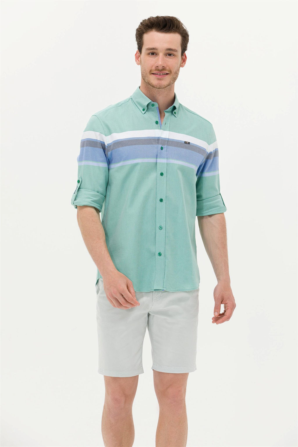 Мужская зеленая рубашка с длинным рукавом - U.s. polo assn фото 8