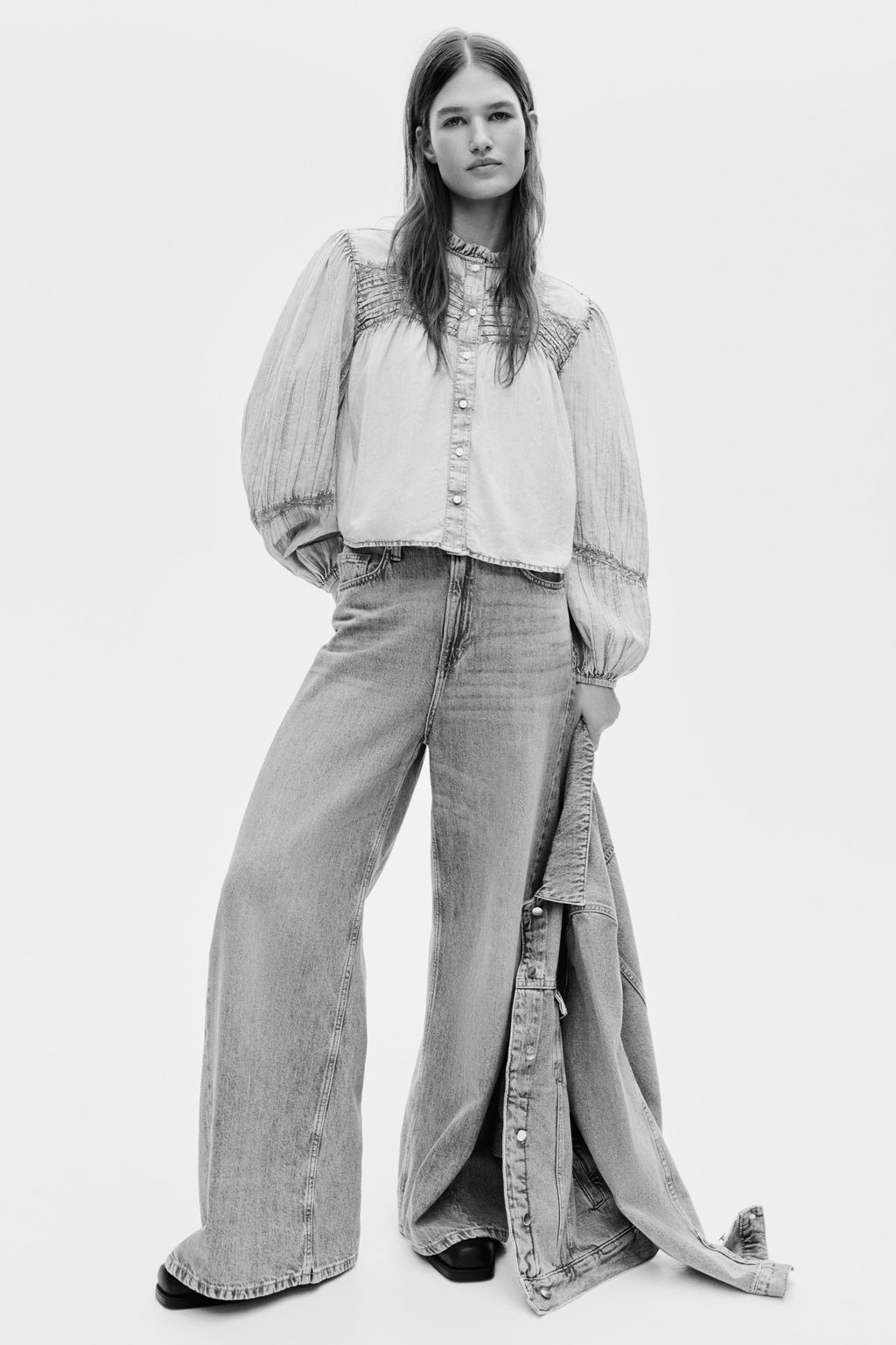 Blusa de algod?n efecto denim - H&m фото 3
