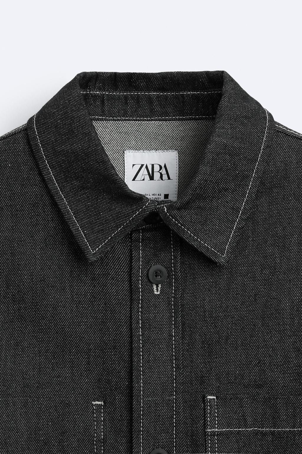 KONTRAST UST DIKISLI DENIM GOMLEK - Zara фото 9