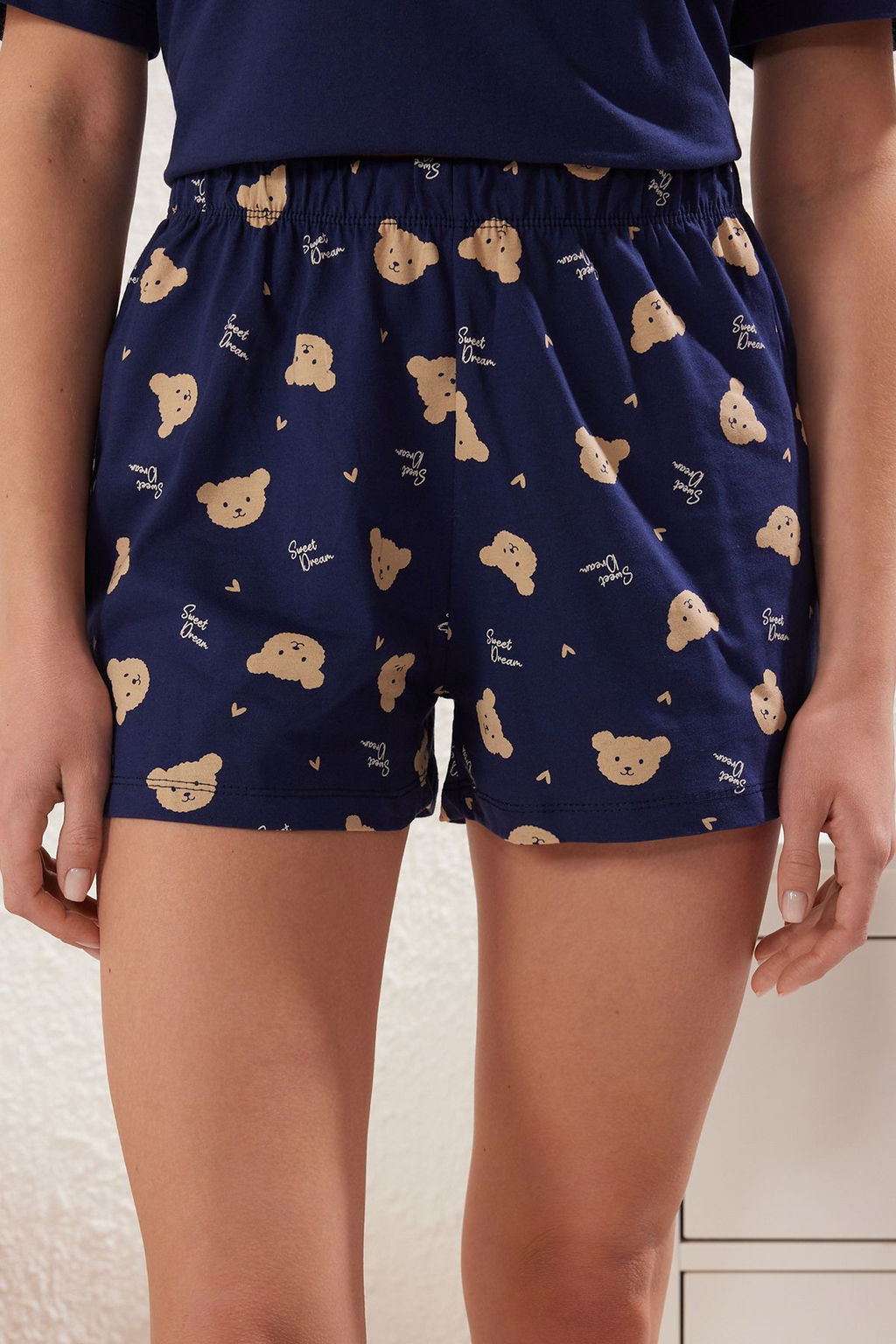 Trendyolmilla Lacivert %100 Pamuklu Ay?c?kl? Kalpli Sortlu Orme Pijama Tak?m? THMSS25PT00064  фото 5