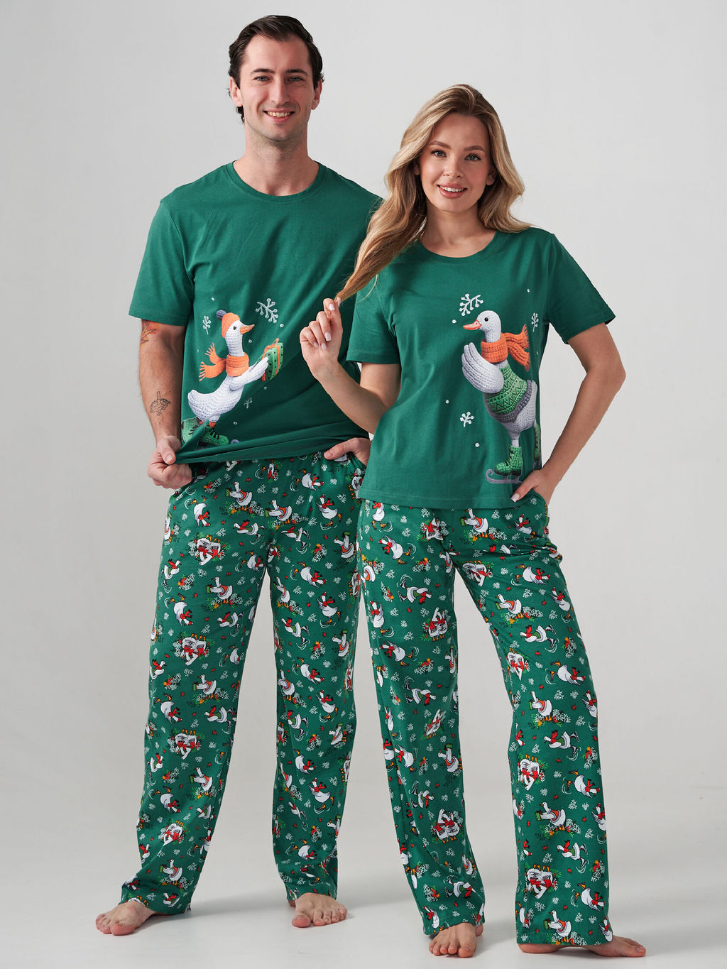 Пижама парная женская 100% хлопок Зимние забавы - Оптима фото 3