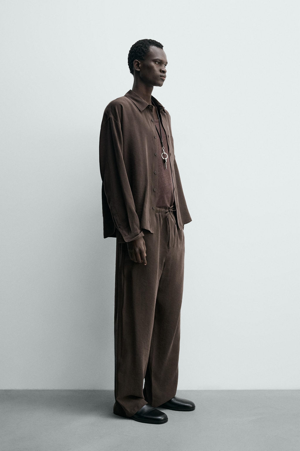 Рубашка Camisa Fluida Relaxed Fit коричневая