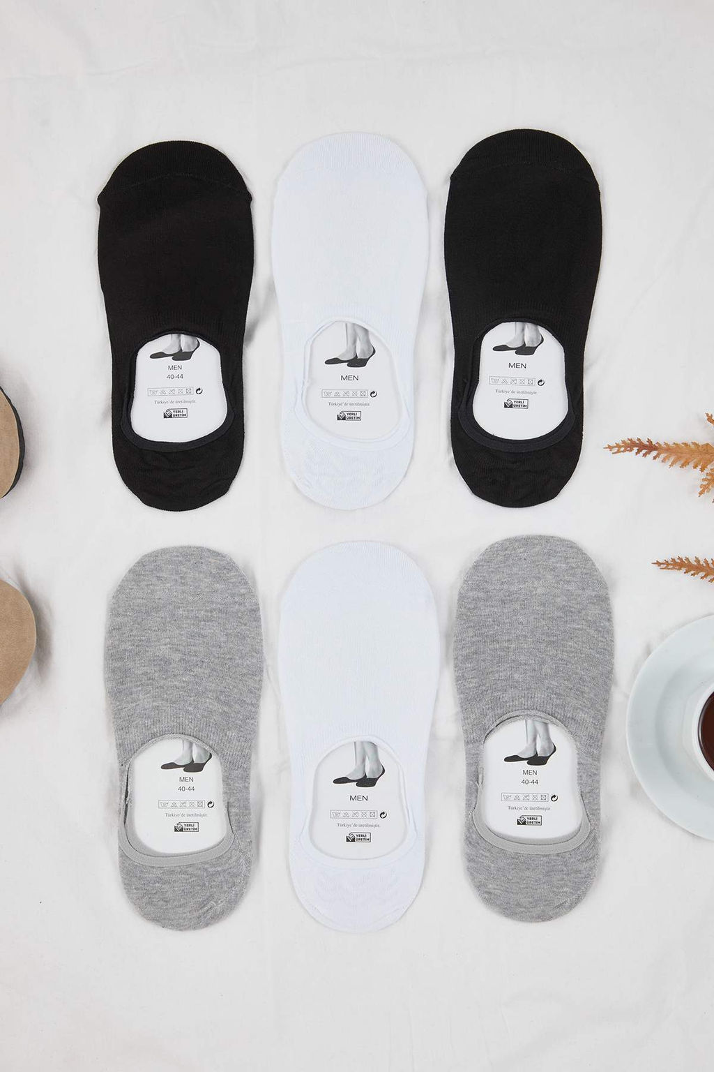 Renkli 6 Cift Kayd?rmaz Topuklu Kaymaz Silikon Topuk Pamuklu Babet Corap TMNAW26CO00001