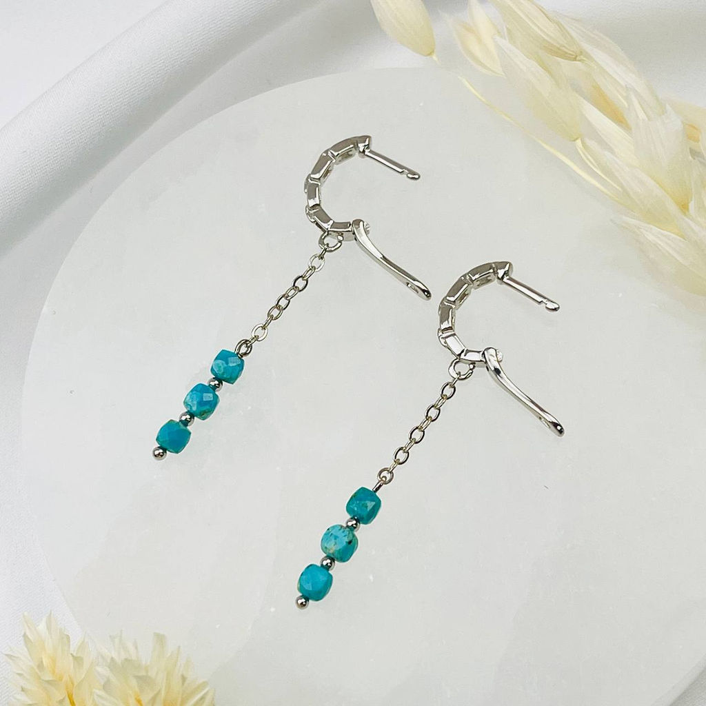 Серьги на цепочке с Бирюзой