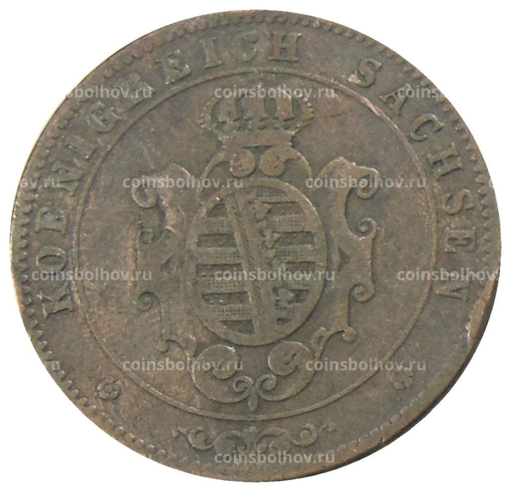 Монета 5 пфеннигов 1862 года Германские государства  Саксония