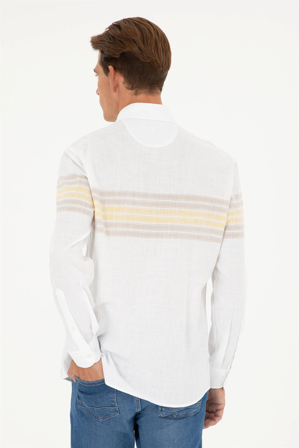 U. S. Polo Assn / Мужская рубашка цвета хаки с длинным рукавом - U.s. polo assn фото 5