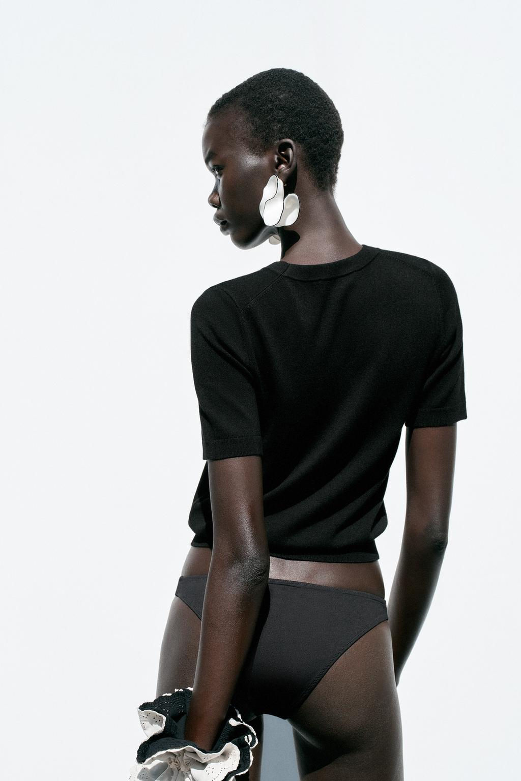 BASIC PLAIN KNIT SHORT SLEEVE TOP - Zara фото 27