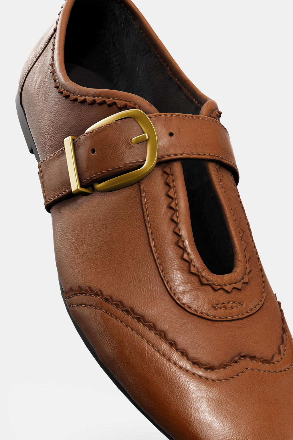 LEATHER BROGUE BALLERINAS - Zara фото 6
