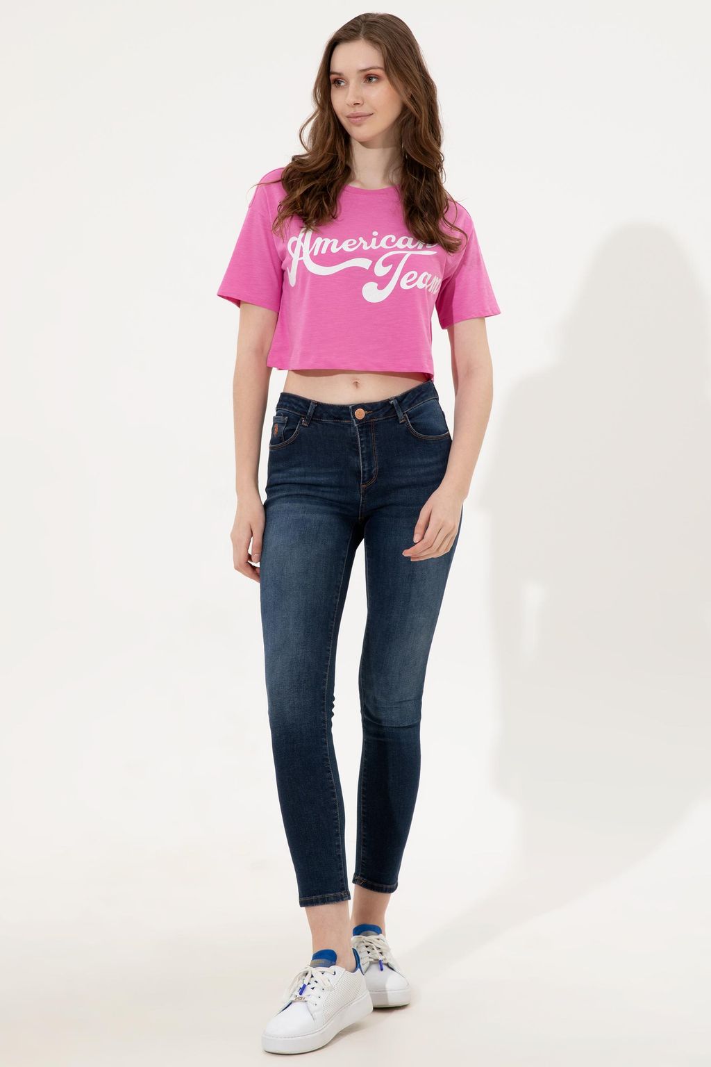 U. S. Polo Assn Женская розовая укороченная футболка с круглым вырезом - U.s. polo assn фото 4