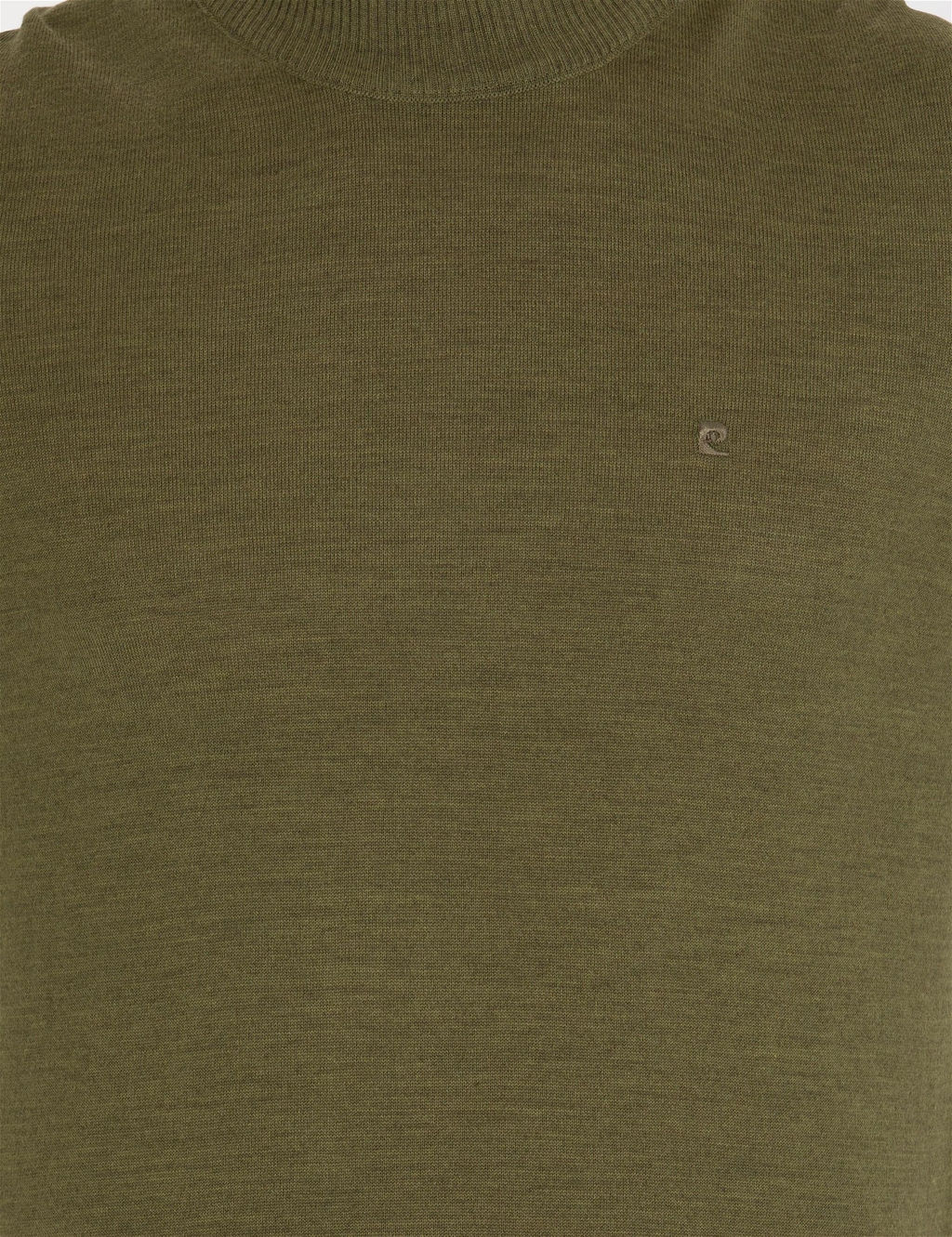A__k Ye_il Slim Fit Yar_m Bal_k__ Yaka Y_n Kar___ml_ Basic Triko Kazak - Pierre cardin фото 6