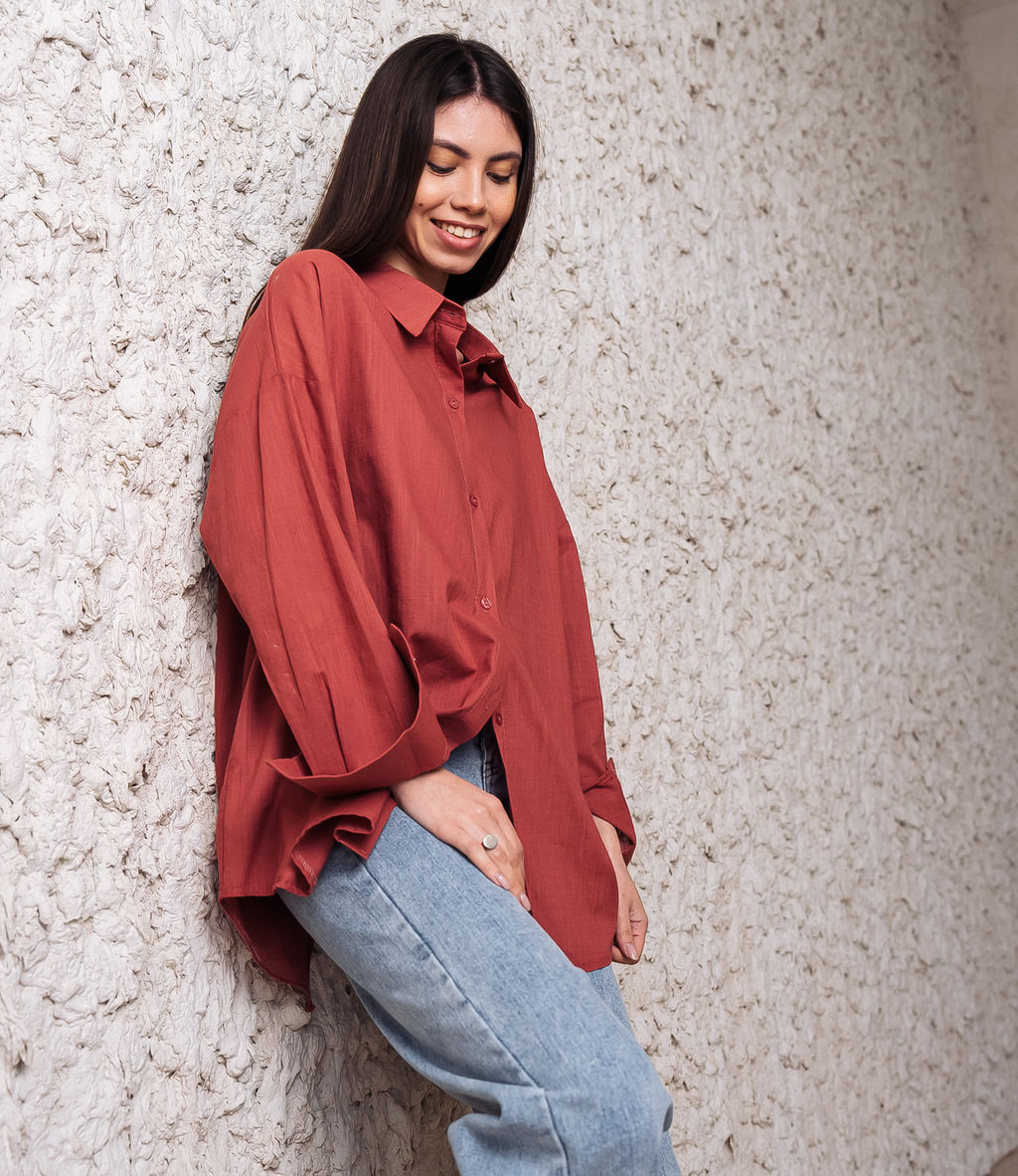 Рубашка #ОБШ1458, лососевый - Dommod фото 5