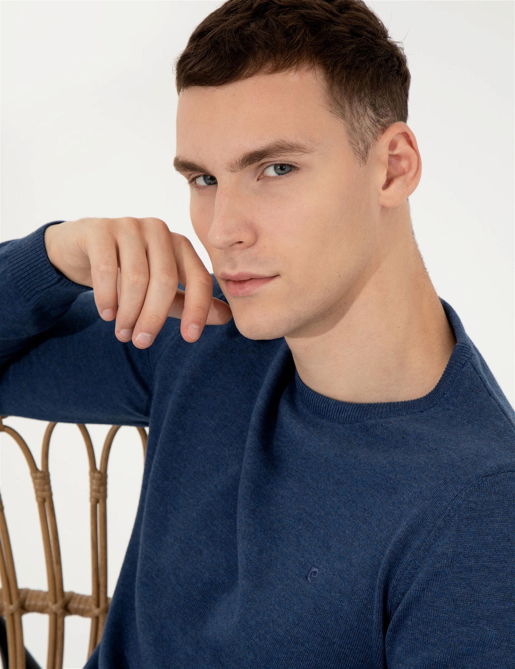 _ndigo Melanj Slim Fit Bisiklet Yaka Basic Triko Kazak - Pierre cardin фото 2