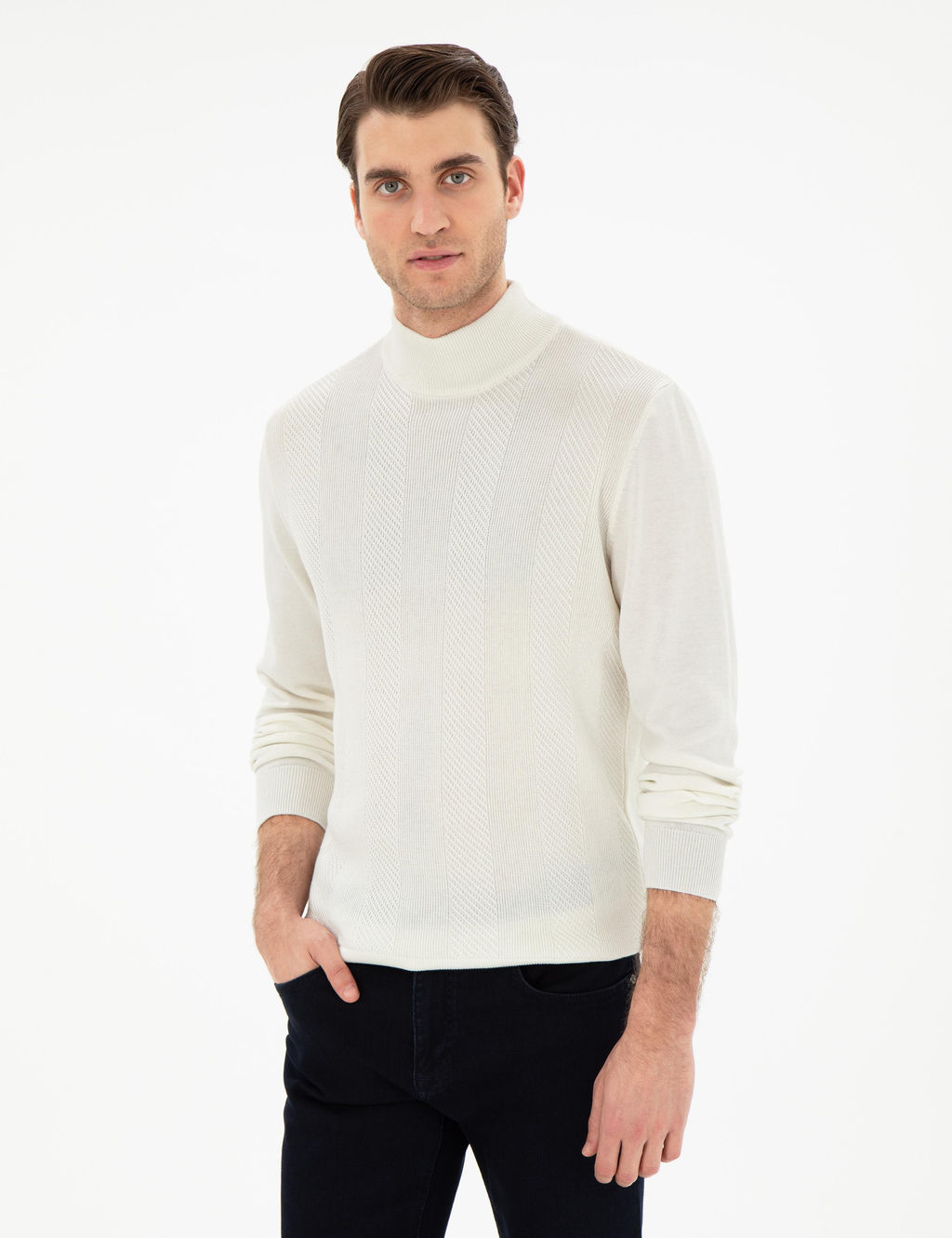 Ekru Slim Fit Kazak