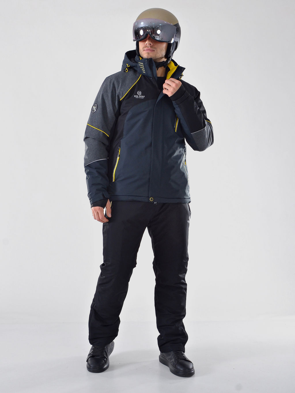 Мужской зимний горнолыжный костюм Evil Wolf 6608_1 Серый / Р 1101_Черный