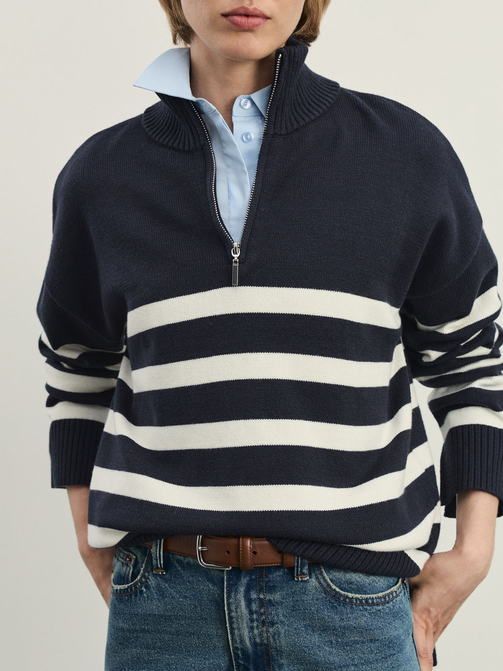 Джемпер на молнии в полоску / Zarina  фото 2