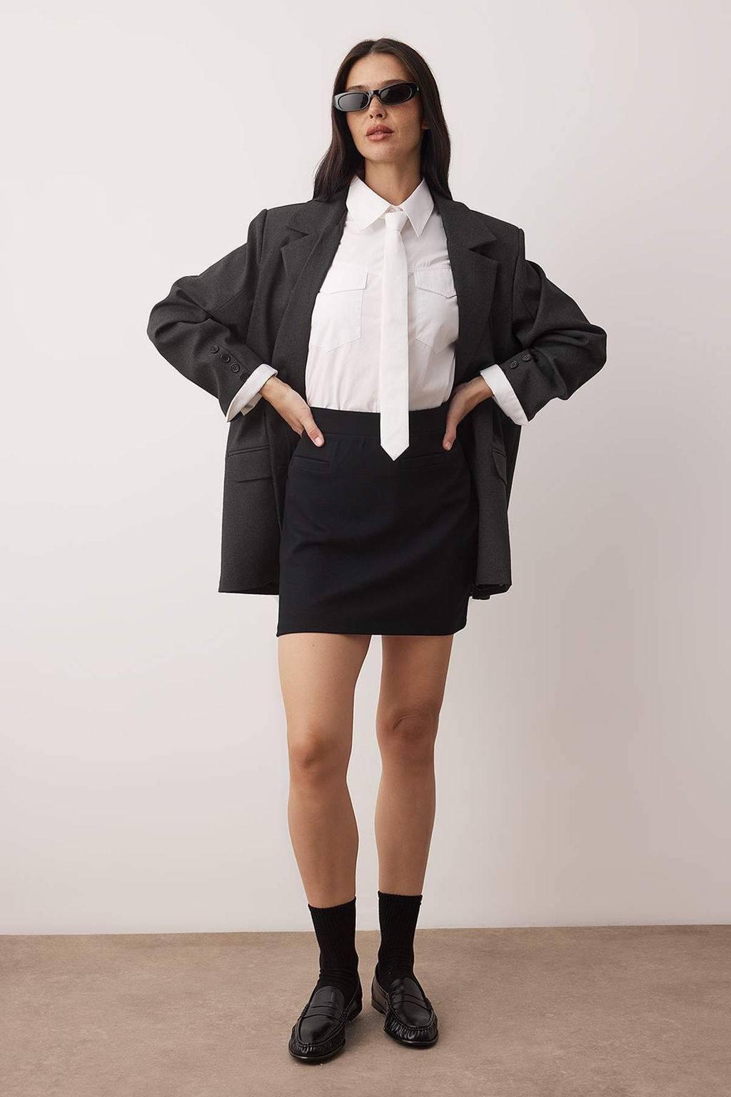 Siyah Ottoman Esnek Mini Orme Kalem Etek TWOAW26ET00106 - Trendyolmilla фото 2