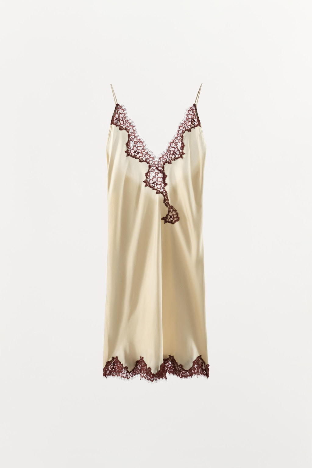 VESTIDO LENCERO SATINADO ENCAJE / Blanco - Zara фото 6