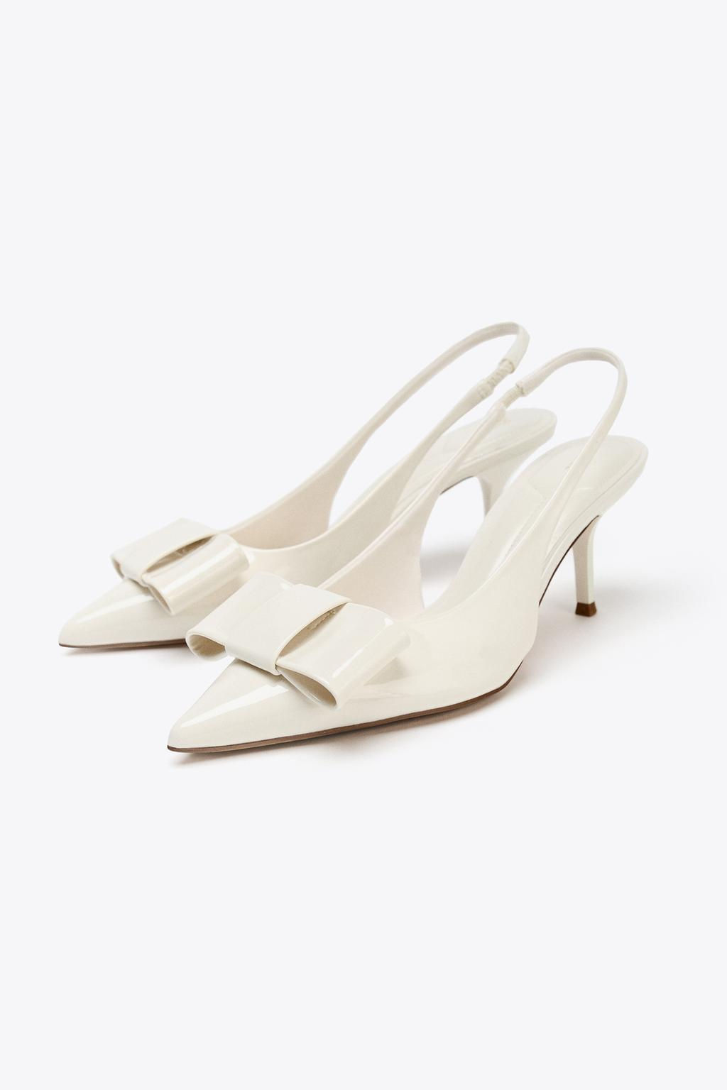 FAUX PATENT SLINGBACK HEELS WITH BOW - Zara фото 3