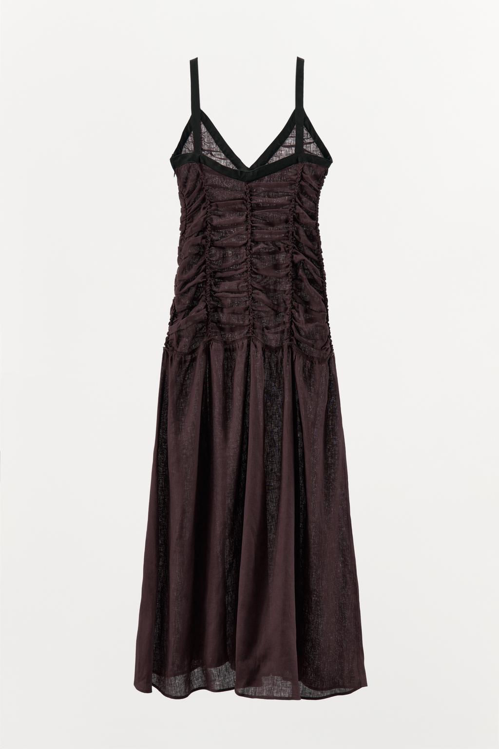 CONTRAST DRAPED LINEN DRESS - Zara фото 4